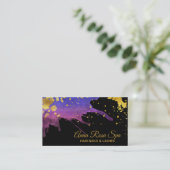 *~*Bold Luxe Paarse Glam Waterverf Gold Abstract Visitekaartje (Staand voorkant)