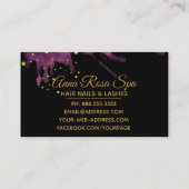 *~*Bold Luxe Paarse Glam Waterverf Gold Abstract Visitekaartje (Achterkant)