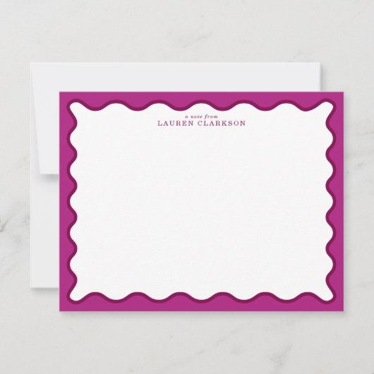 Bold Magenta & Berry Pink Wavy Note Card Kaart (Voorkant)