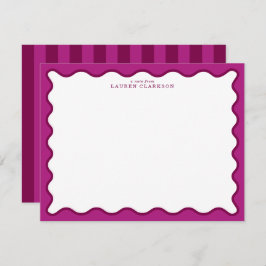 Bold Magenta & Berry Pink Wavy Note Card Kaart