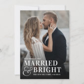 Bold Married & Bright Wedding Foto Pas getrouwd Feestdagenkaart (Voorkant)