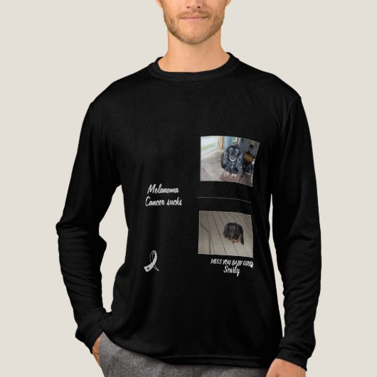 Bold Melanoma Pet Memorial Photo Layout Tri-Blend Shirt (Voorkant volledig)