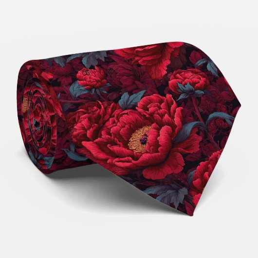 Bold Mens Accessories Peonies Floral Stropdas (Opgerold)