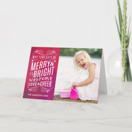 Bold Merry and Bright Holiday Photo Wenskaart Feestdagen Kaart