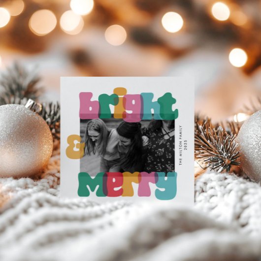 Bold Merry Bright Holiday One-fotokaart Feestdagenkaart