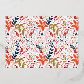 BOLD Merry Christmas Gold Red Botanical Lijst Folie Feestdagenkaart (Achterkant)