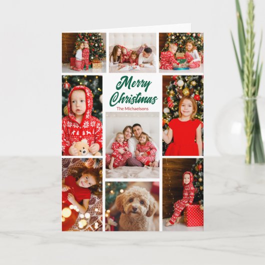 Bold Merry Christmas Multiple Family Photo Feestdagen Kaart (Voorkant)
