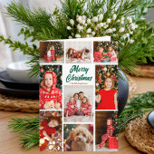 Bold Merry Christmas Multiple Family Photo Feestdagen Kaart