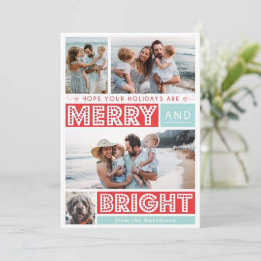 Bold Merry en Bright Holiday-fotokaarten Feestdagenkaart (Staand voorkant)