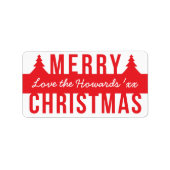 Bold Merry Kerstmis Cutout Trees Etiket (Voorkant)