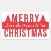 Bold Merry Kerstmis Cutout Trees Rechthoekige Sticker (Voorkant)