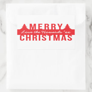 Bold Merry Kerstmis Cutout Trees Rechthoekige Sticker