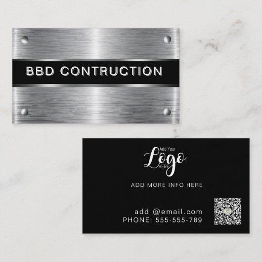 Bold Metallic Look Bouw Visitekaartje: Bus Visitekaartje (Voorkant / Achterkant)