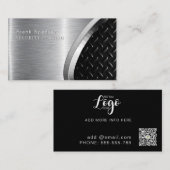 Bold Metallic Look SURCUITY Zwart & zilver Zakelij Visitekaartje (Voorkant / Achterkant)