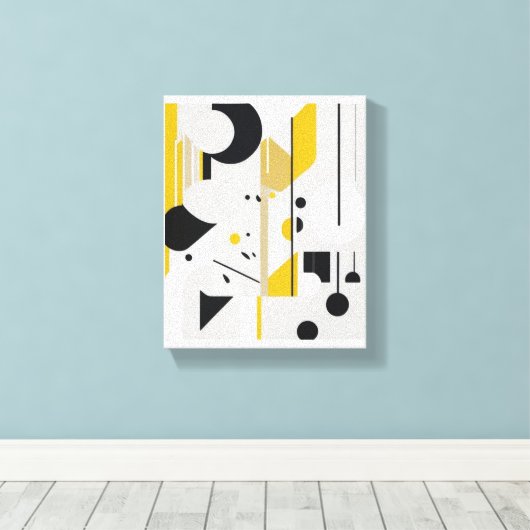 Bold Mid-Century Modern Abstract Geometric Art Canvas Afdruk (Insitu (Houten vloer))