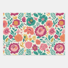 Bold Mid-Century Modern Pink, Teal, and Orange Inpakpapier Vel