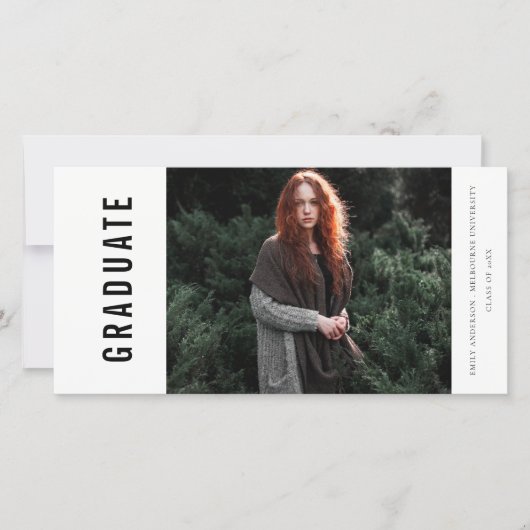 BOLD MINIMAL CLEAN PHOTO GRADUATION ANNOUNCECEL BEDANKKAART (Voorkant)