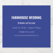 Bold Minimal Wedding Invite in Deep Blue Likeurfles Etiket (Enkel label)