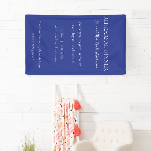Bold Minimal Wedding Invite in Deep Blue Spandoek (Insitu)