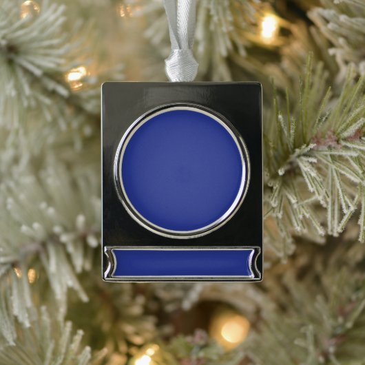 Bold Minimal Wedding Invite in Deep Blue Verzilverd Banner Ornament (Boom)