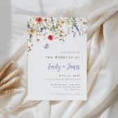 Bold Minimal Wildflower Wedding Invitation Kaart