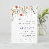 Bold Minimal Wildflower Wedding Invitation Kaart (Staand voorkant)
