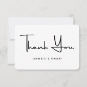 Bold Minimalist Black White Script Weddenschap Bedankkaart (Voorkant)