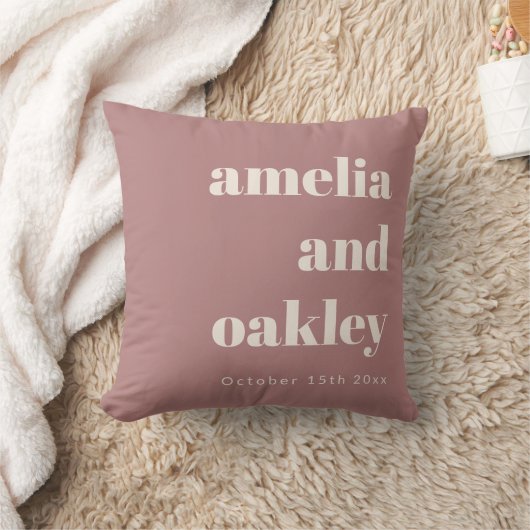 Bold Minimalist Dusty Rose Retro Custom Wedding Kussen (Deken)