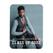 Bold Minimalist Foto Blue Afstuderen Aankondiging Magneet (Verticaal)