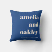Bold Minimalist French Blue Retro Custom Wedding Kussen (Achterkant)