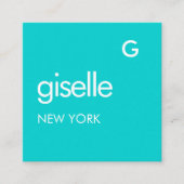 Bold Minimalist Modern Blue Turquoise  Vierkante Visitekaartje (Voorkant)