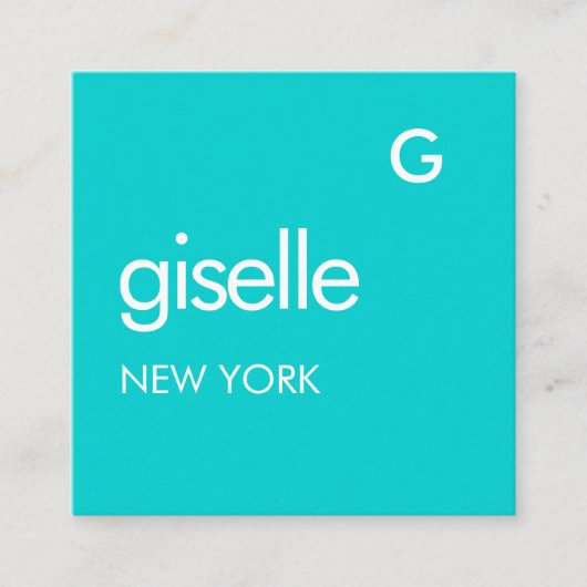 Bold Minimalist Modern Blue Turquoise Vierkante Visitekaartje (Voorkant)