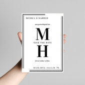 Bold Minimalist Monogram Black and White Wedding Save The Date