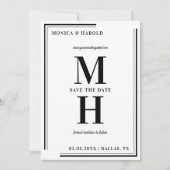 Bold Minimalist Monogram Black and White Wedding Save The Date (Voorkant)