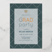 Bold Minimalist Photo Navy Blue Graduparty Folie Uitnodiging (Achterkant)