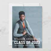 Bold Minimalist Photo Navy Blue Graduparty Kaart (Voorkant)