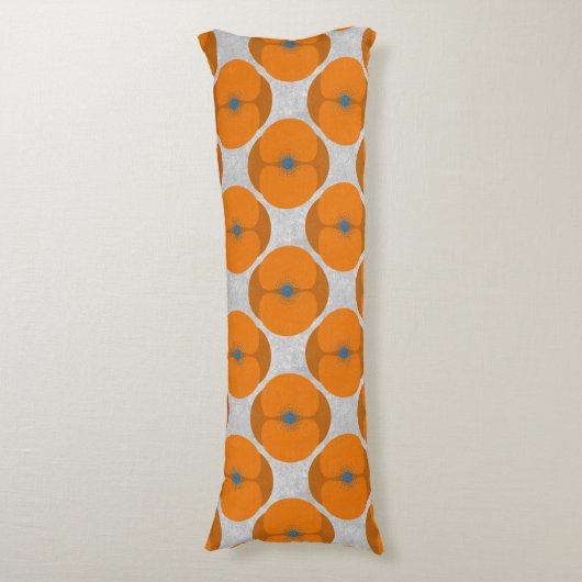 Bold Minimalist Poppy Textured Floral Orange Lichaamskussen (Voorkant Verticaal)