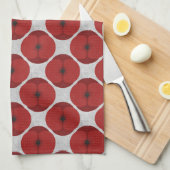 Bold Minimalist Poppy Textured Floral Red Theedoek (Quarter Fold)