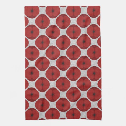 Bold Minimalist Poppy Textured Floral Red Theedoek (Verticaal)