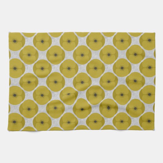 Bold Minimalist Poppy Textured Floral Yellow Theedoek (Horizontaal)
