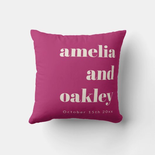 Bold Minimalist Purple Berry Retro Custom Wedding Kussen (Achterkant)