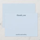 Bold Minimalist Soft Blue Retro Custom Wedding Bedankkaart (Voorkant / Achterkant)