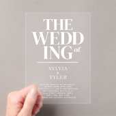 Bold Minimalist Typography Wedding Acryl Uitnodigingen (Insitu (Draagbaar))