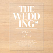 Bold Minimalist Typography Wedding Acryl Uitnodigingen (Voorkant)