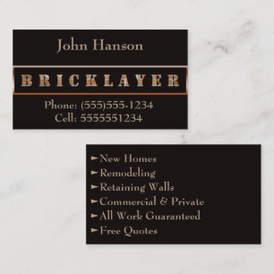 Bold, minimalistisch en Masculine Bricklayer Visitekaartje
