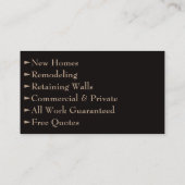 Bold, minimalistisch en Masculine Bricklayer Visitekaartje (Achterkant)