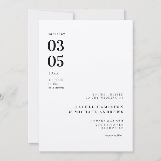 Bold Minimum Trending Wedding Uitnodiging (Voorkant)