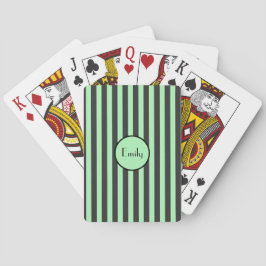 Bold Mint Green & Black Stripe Pokerkaarten