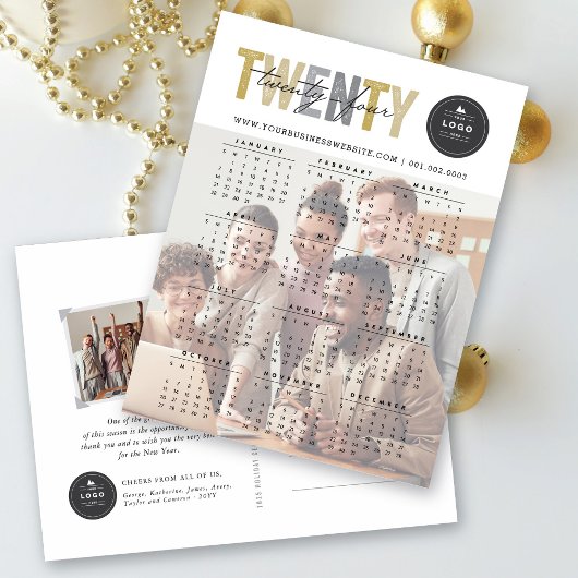 Bold Mix Typografie 2025 Moderne Kalender Foto Feestdagenkaart