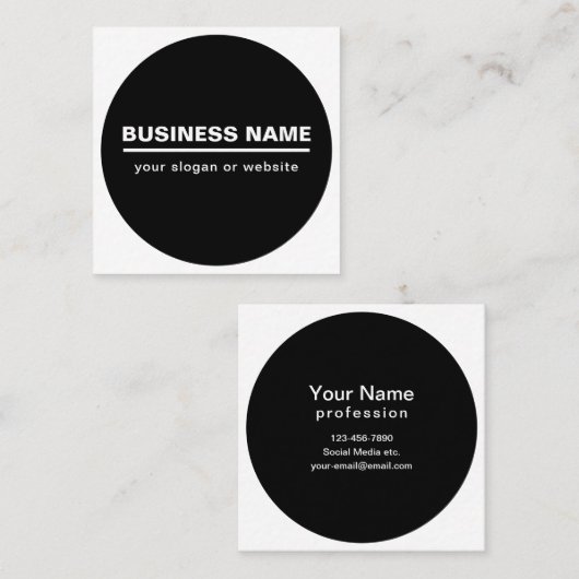 Bold Modern Bedrijfsnaam Sjabloon | B&W Vierkante Visitekaartje (Voorkant / Achterkant)